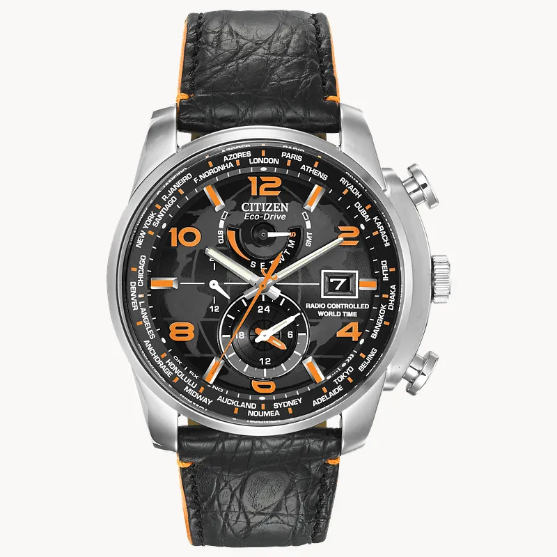World Time A-T Black Dial Genuine Crocodile Strap AT9010-28F | CITIZEN World Time A-T Black Dial Genuine Crocodile Strap AT9010-28F | CITIZEN